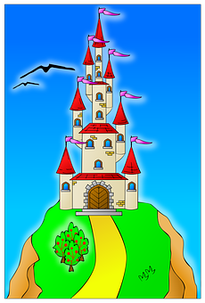 Fairytale Castle Illustration PNG with transparent background