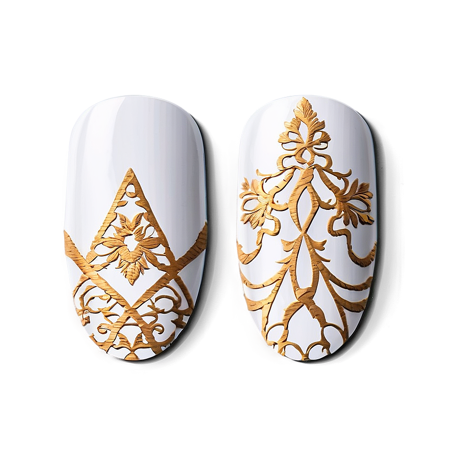 Fake Nails With Lace Design Png 06272024