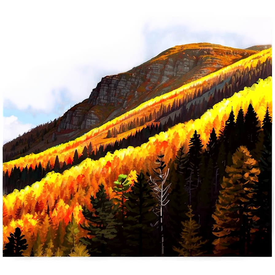 Fall Trees And Mountain View Png Bfr