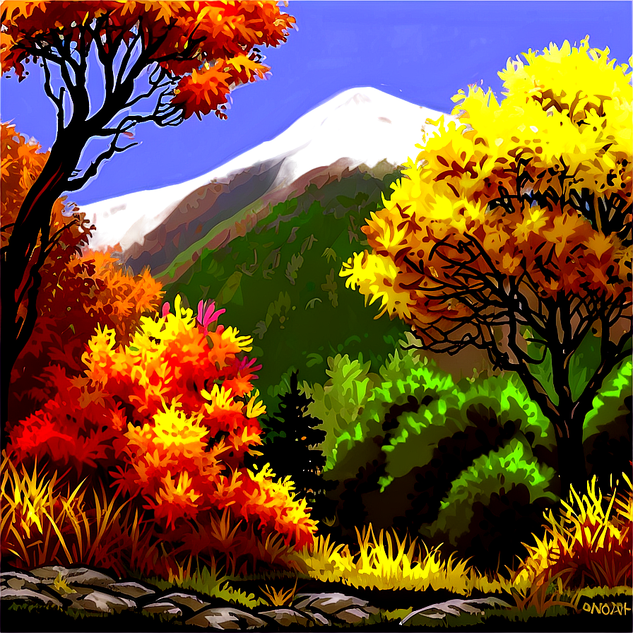 Fall Trees Landscape Png Dhw