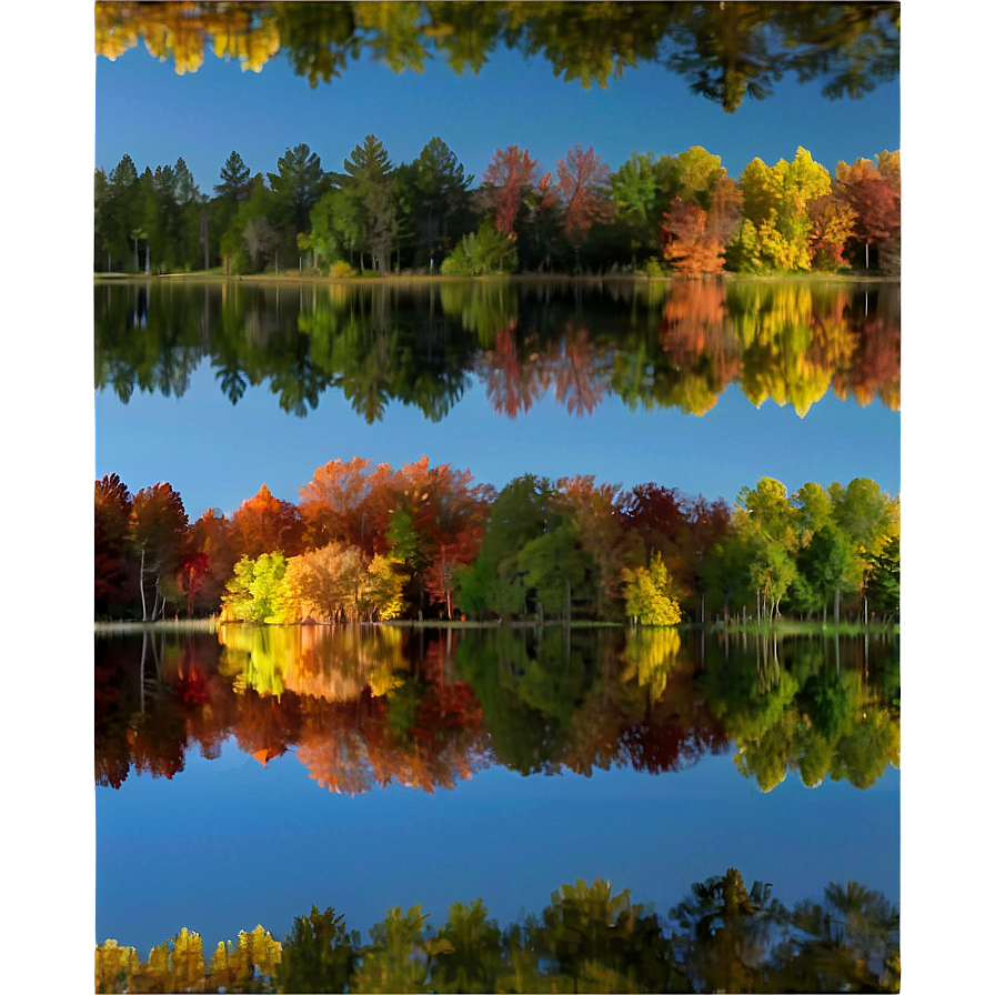 Fall Trees Reflection In Water Png Yaj