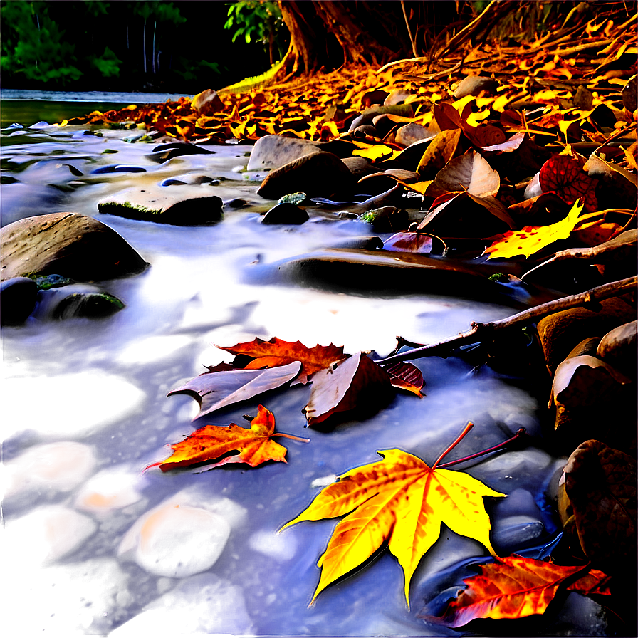 Fallen Leaves By The River Png 96