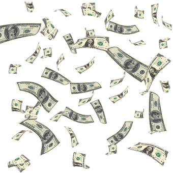 Falling Dollar Bills Black Background PNG with transparent background