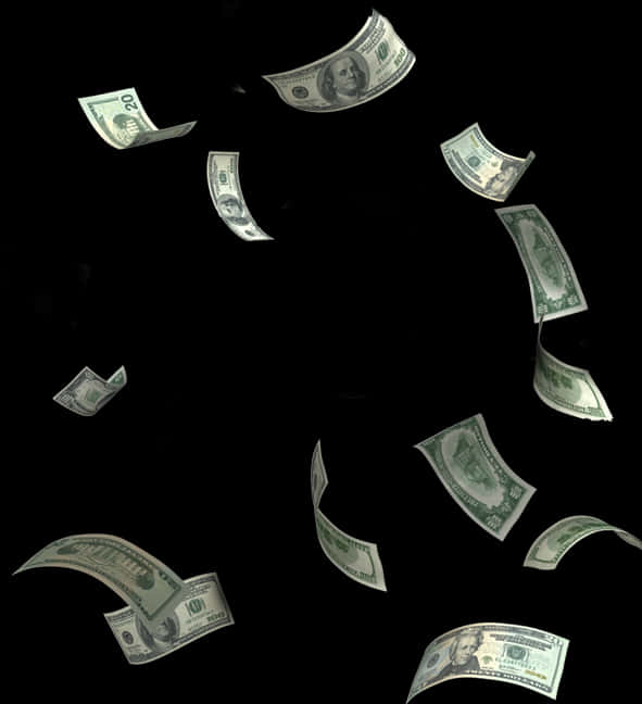 Falling Dollar Bills PNG image with a transparent background, free high-resolution download