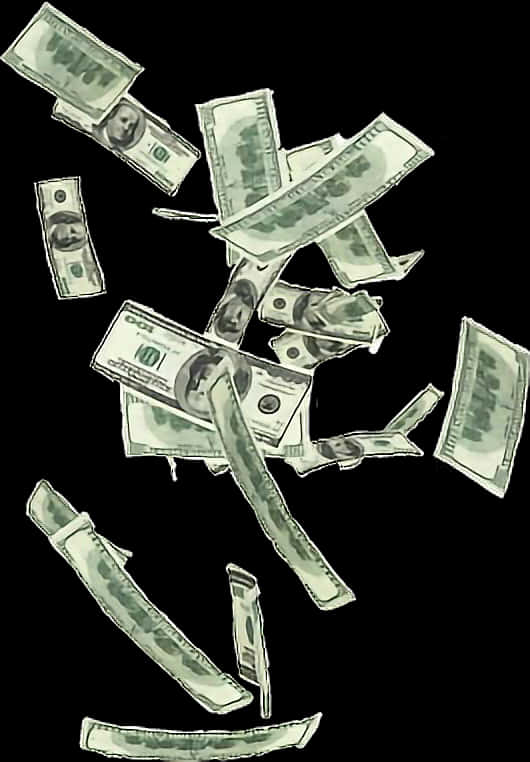 Falling Dollar Bills Illustration PNG image with a transparent background, free high-resolution download