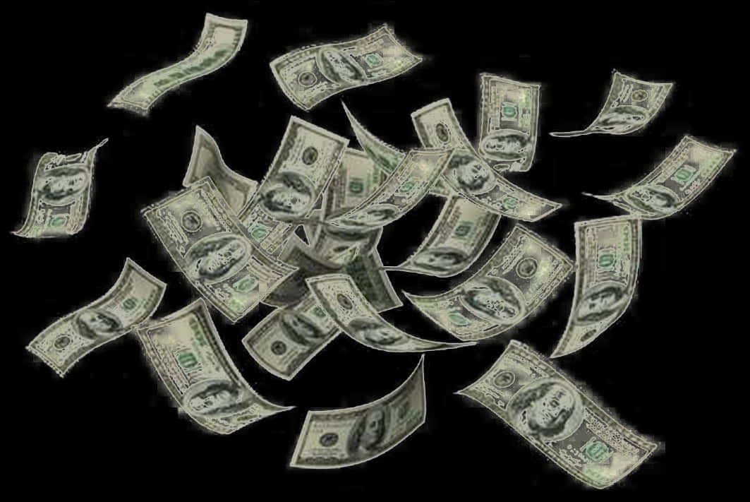 Falling Dollar Bills PNG image with a transparent background, free high-resolution download