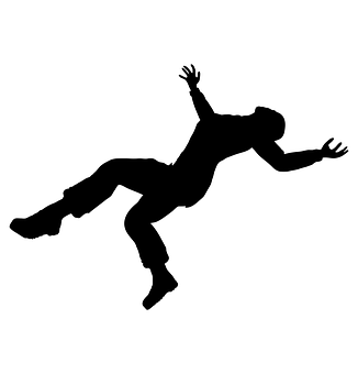 Falling Person Silhouette PNG with transparent background
