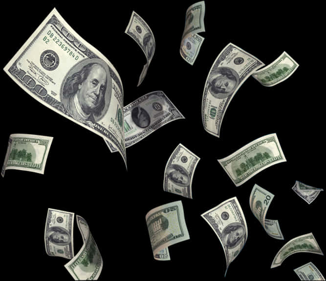 Falling U S Dollar Bills PNG image with a transparent background, free high-resolution download
