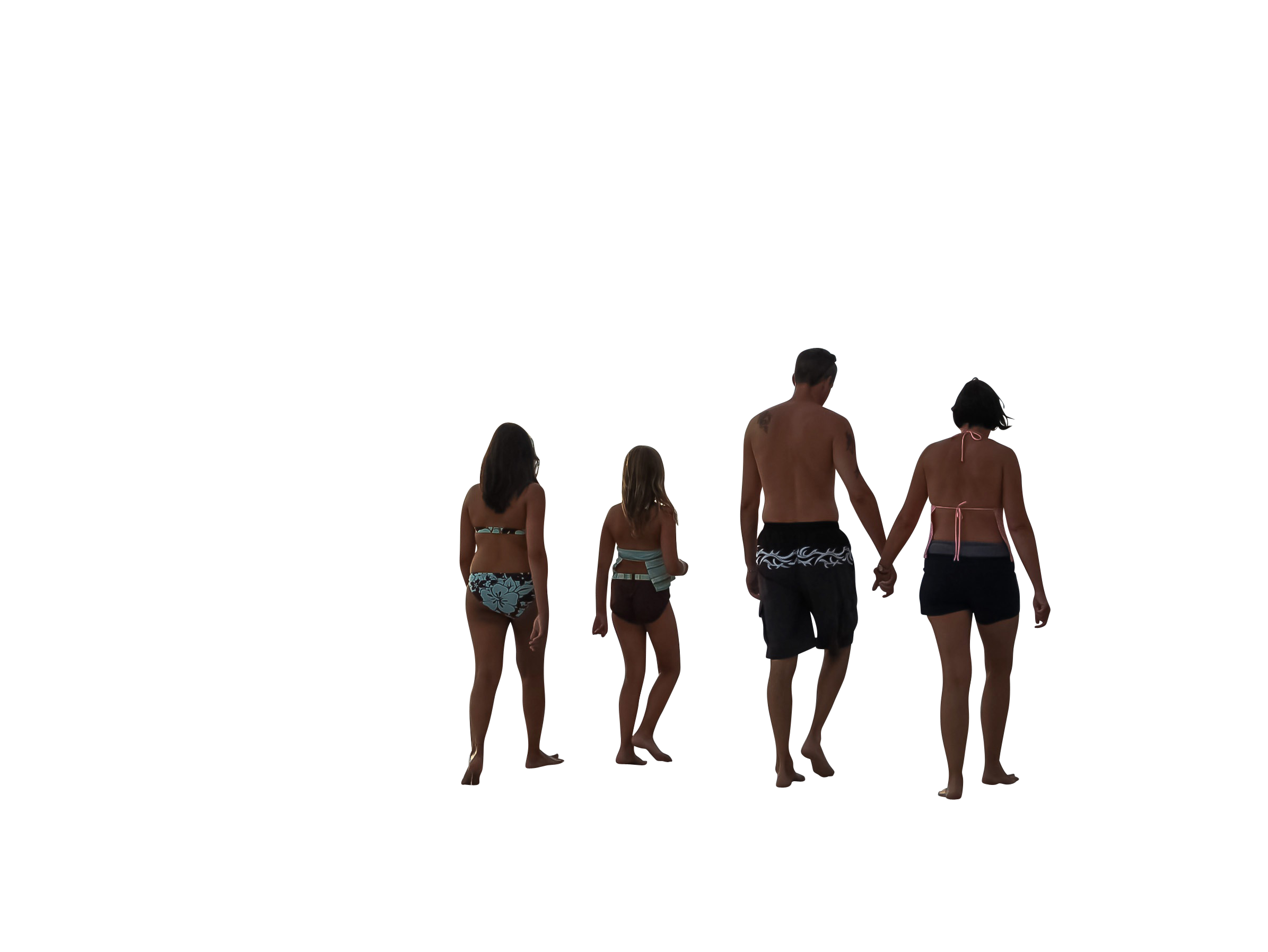 Family_ Beach_ Walk_ Silhouette PNG with transparent background