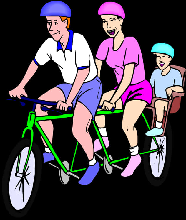 Family Bike Ride Illustration