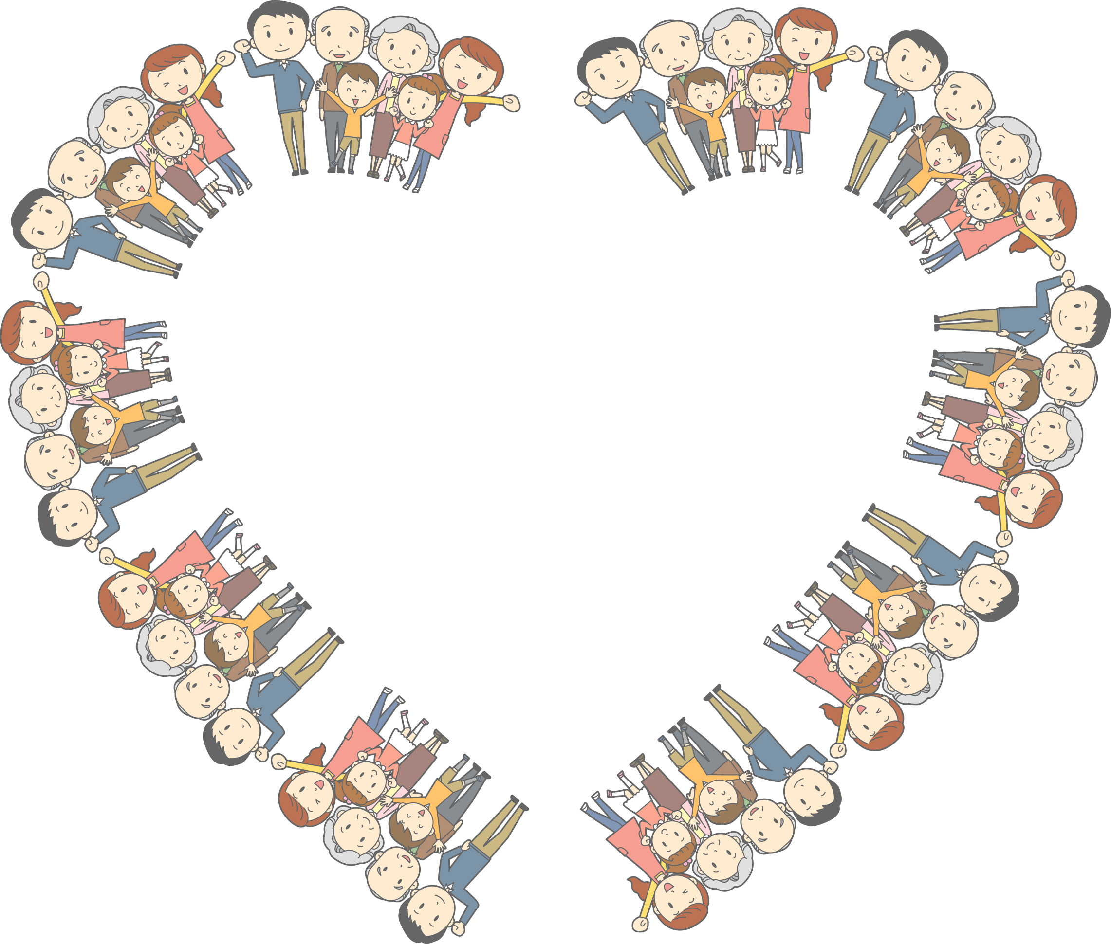 Family Cartoon Heart Frame