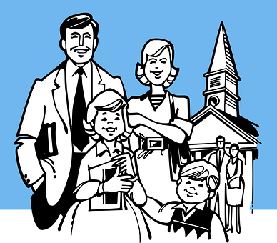 Family Church Illustration PNG with transparent background