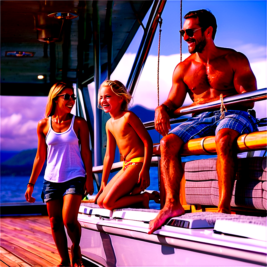 Family Enjoying Yacht Trip Png Hyr17