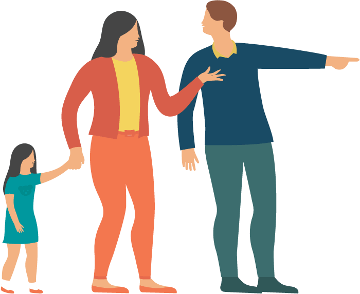 Family Pointing Direction Illustration PNG with transparent background