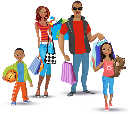 Family Shopping Spree PNG with transparent background