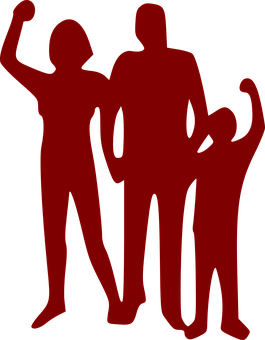 Family Silhouette Celebration PNG with transparent background