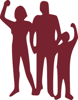 Family Silhouette Celebration PNG with transparent background