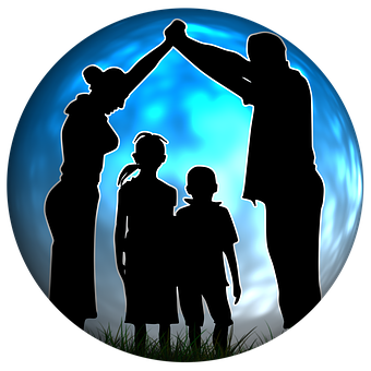 Family Silhouette Under Moonlight PNG with transparent background