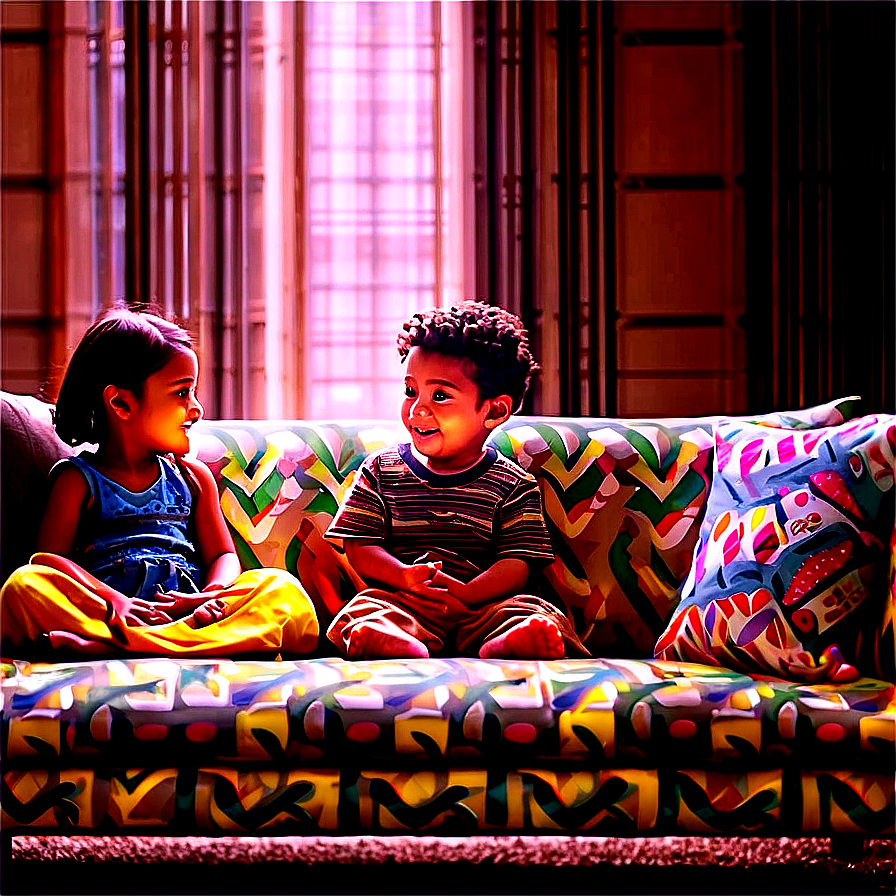 Family Sitting On Sofa Png 29