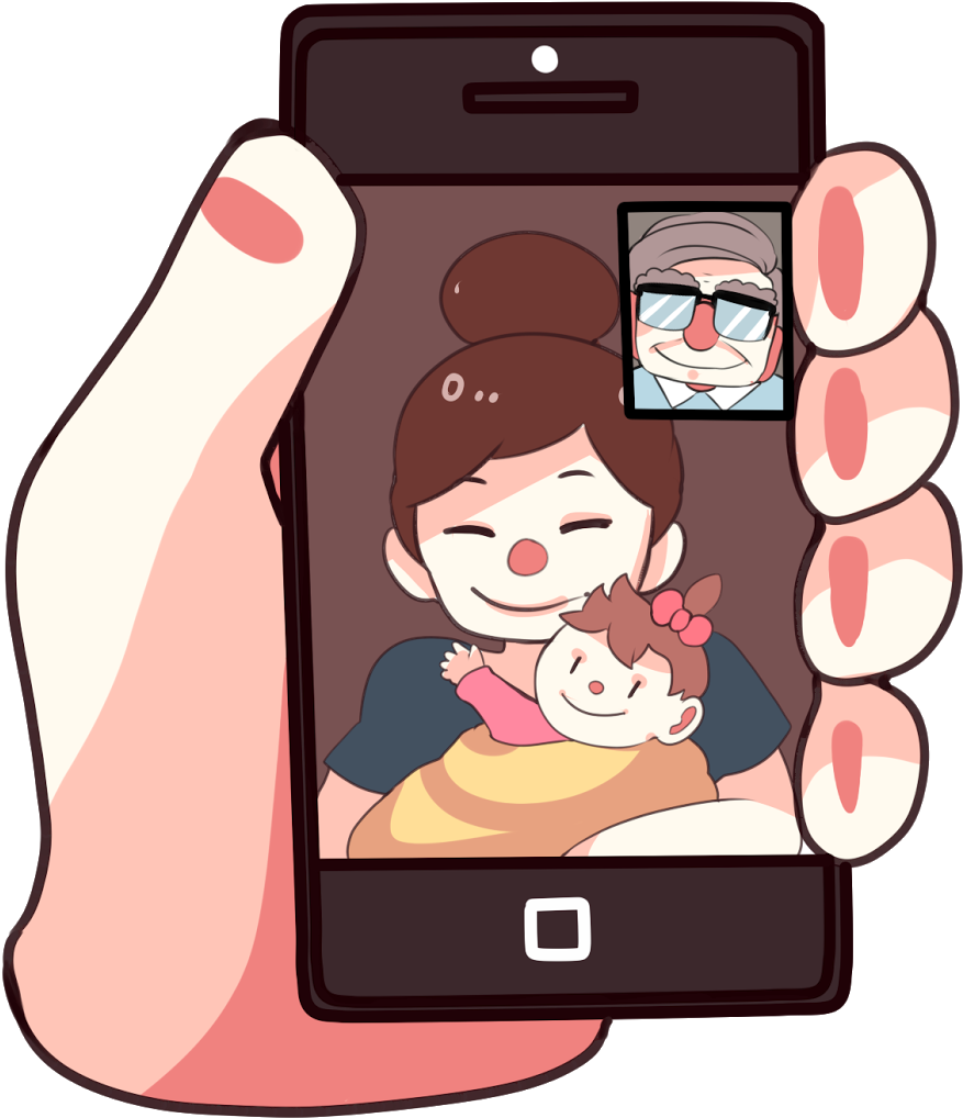 Family Video Call Cartoon