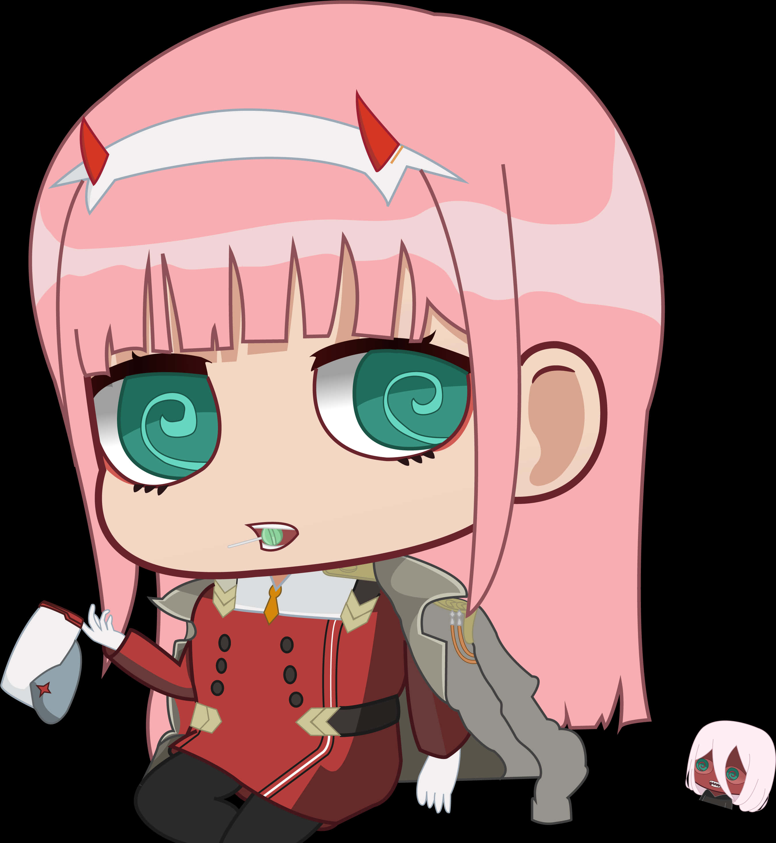 Fan Art[contest] Zero Two Chibi With Her Coat And Cap - Zero Two Chibi Png PNG with transparent background
