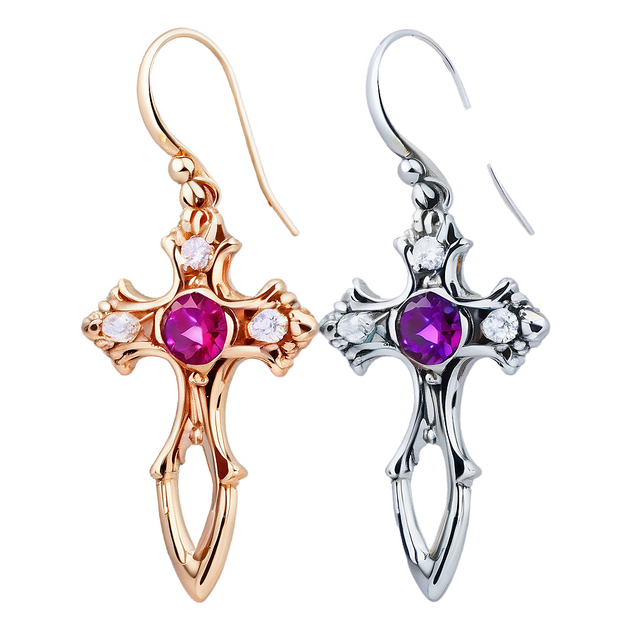 Fancy Cross Earrings Png 53