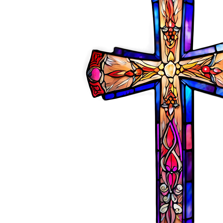 Fancy Cross In Stained Glass Png 36