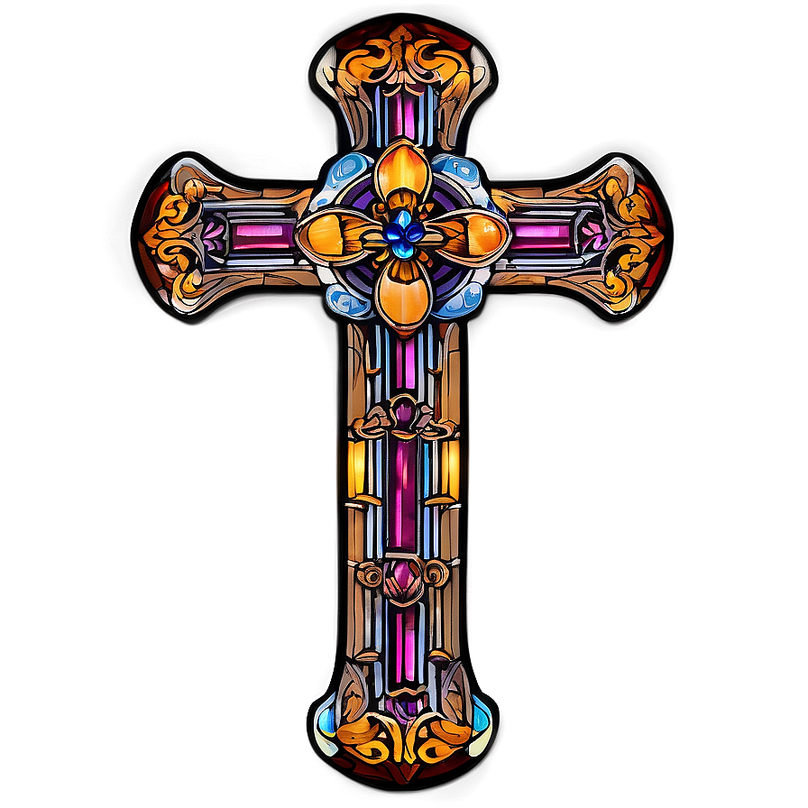 Fancy Cross In Stained Glass Png 63