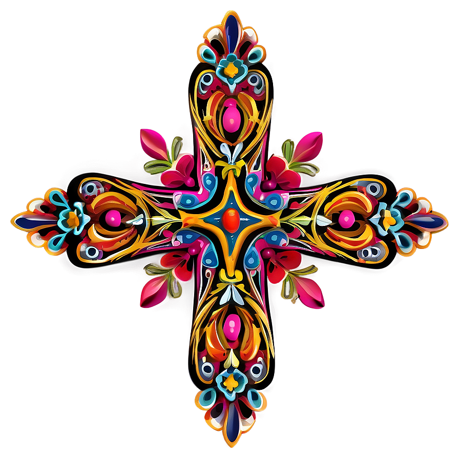 Fancy Cross Motif Png 06292024