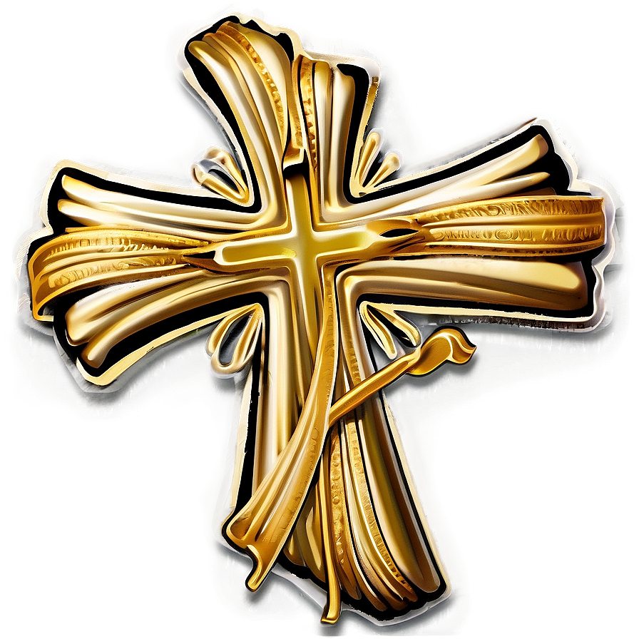 Fancy Cross With Ribbon Png 06292024