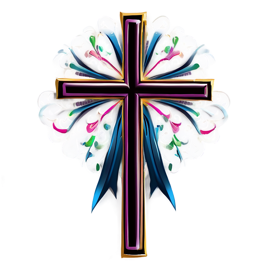 Fancy Cross With Ribbon Png Yhl