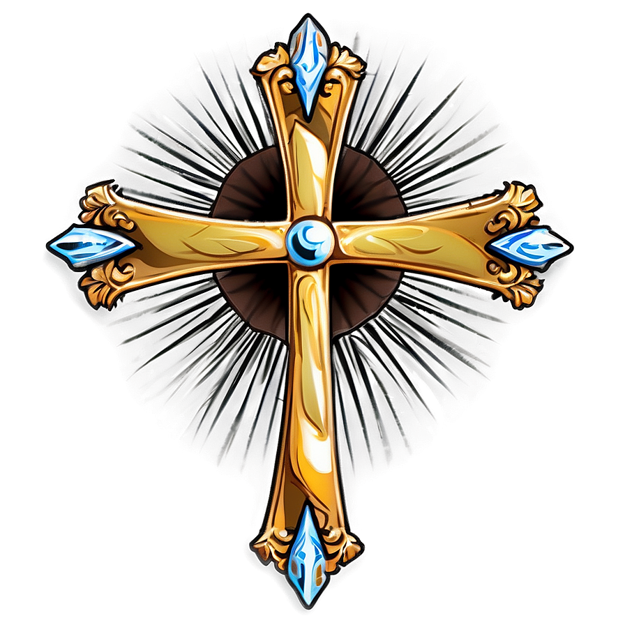 Fancy Cross With Sunburst Png Kxh