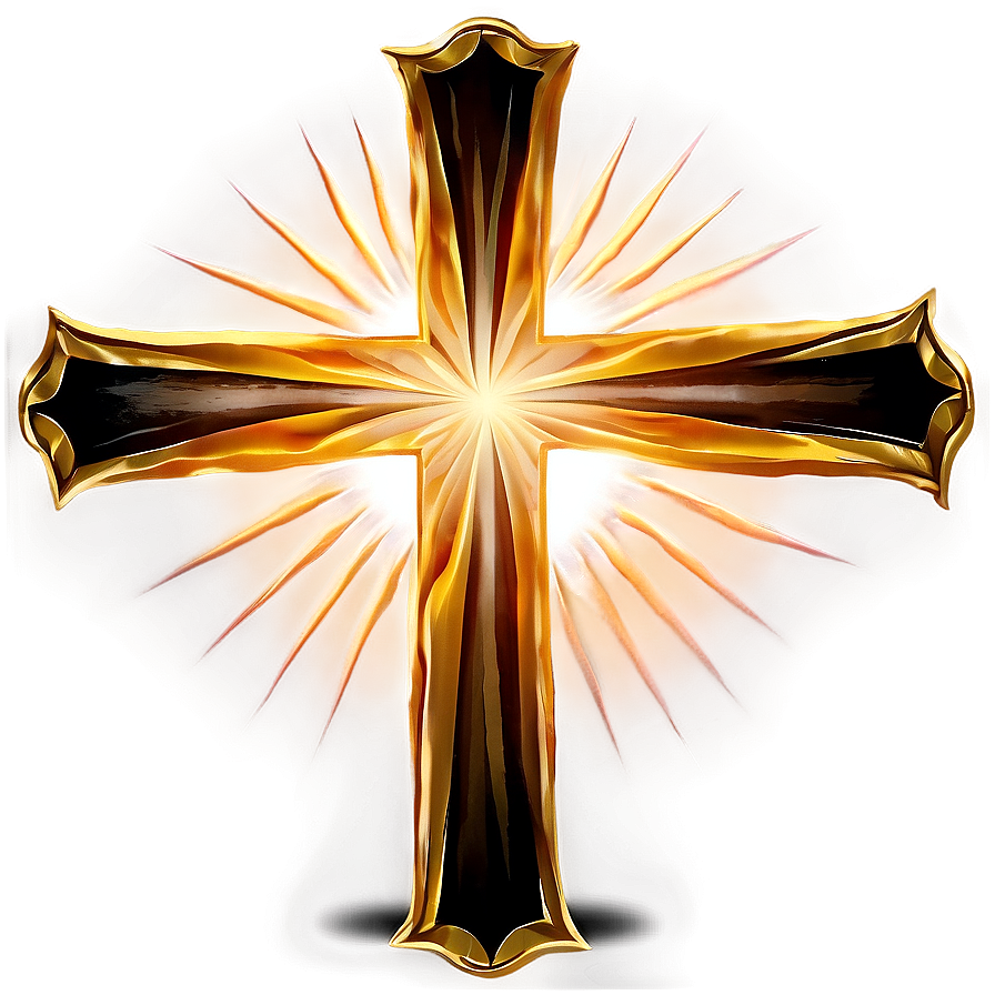 Fancy Cross With Sunburst Png Nst17