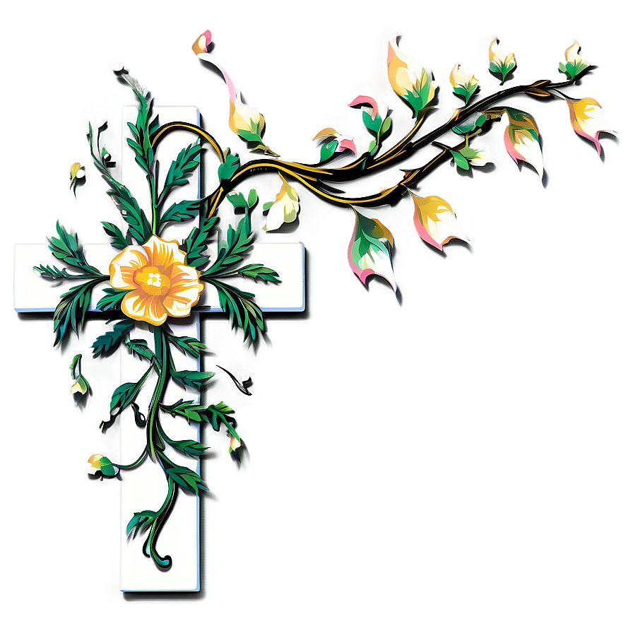 Fancy Cross With Vines Png 64