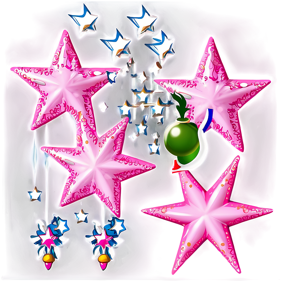 Fancy Pink Stars Png 06122024