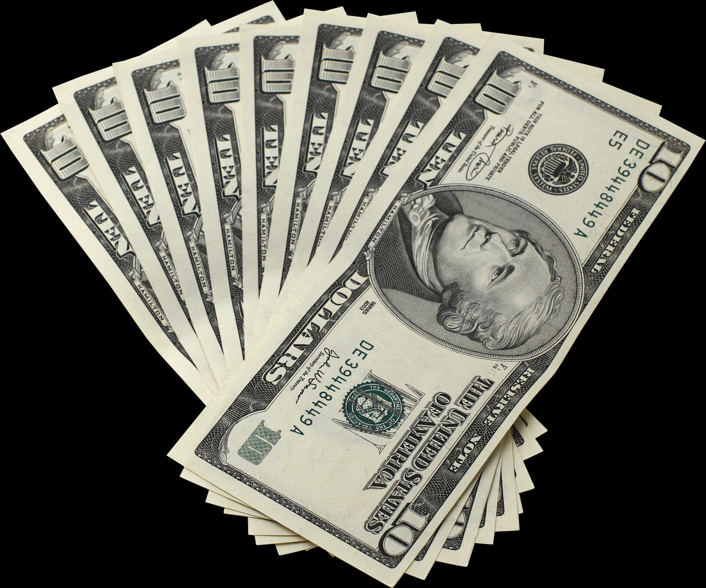 Fanof U S Dollar Bills PNG image with a transparent background, free high-resolution download