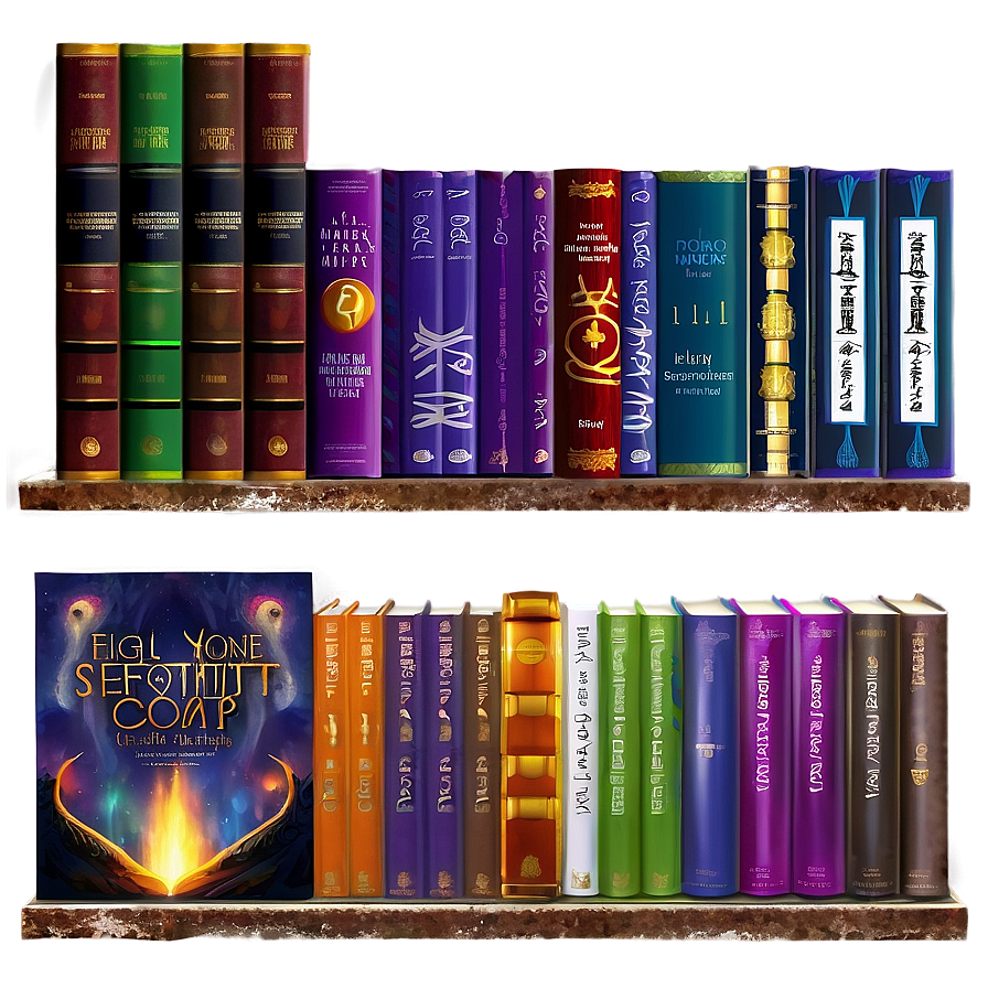 Fantasy Books On Shelf Png 06262024