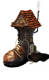 Fantasy Boot House Illustration PNG with transparent background