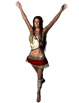 Fantasy Character Celebration Pose PNG with transparent background