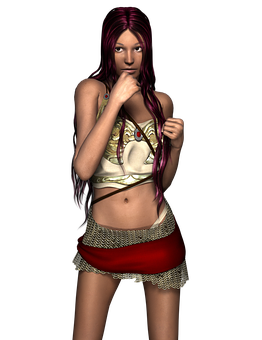 Fantasy Character_ Pensive Pose PNG with transparent background
