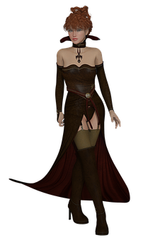 Fantasy Characterin Brown Dress PNG with transparent background