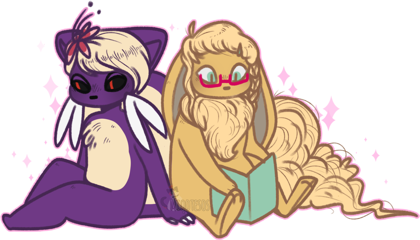 Fantasy Creature Friends Illustration PNG with transparent background