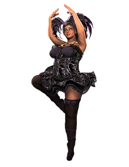 Fantasy Dancerin Purple Costume PNG with transparent background