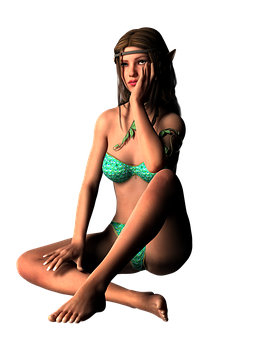 Fantasy_ Elf_ Female_ Posing PNG with transparent background