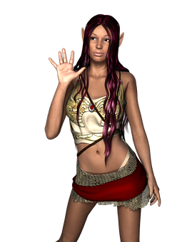 Fantasy_ Elf_ Girl_ Gesture PNG with transparent background