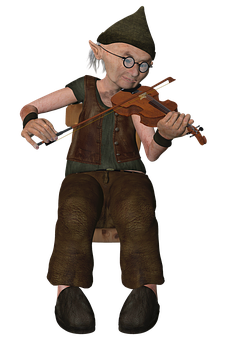 Fantasy Elf Playing Violin PNG with transparent background