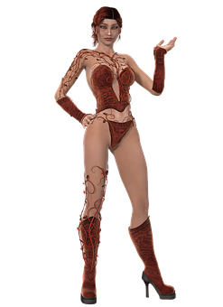 Fantasy Female Characterin Red Costume