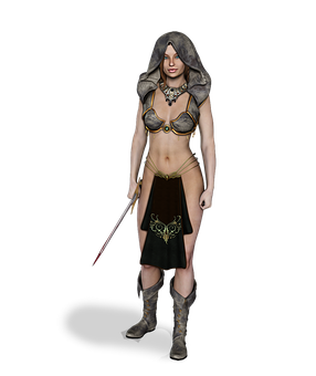 Fantasy_ Female_ Warrior_ Render PNG with transparent background