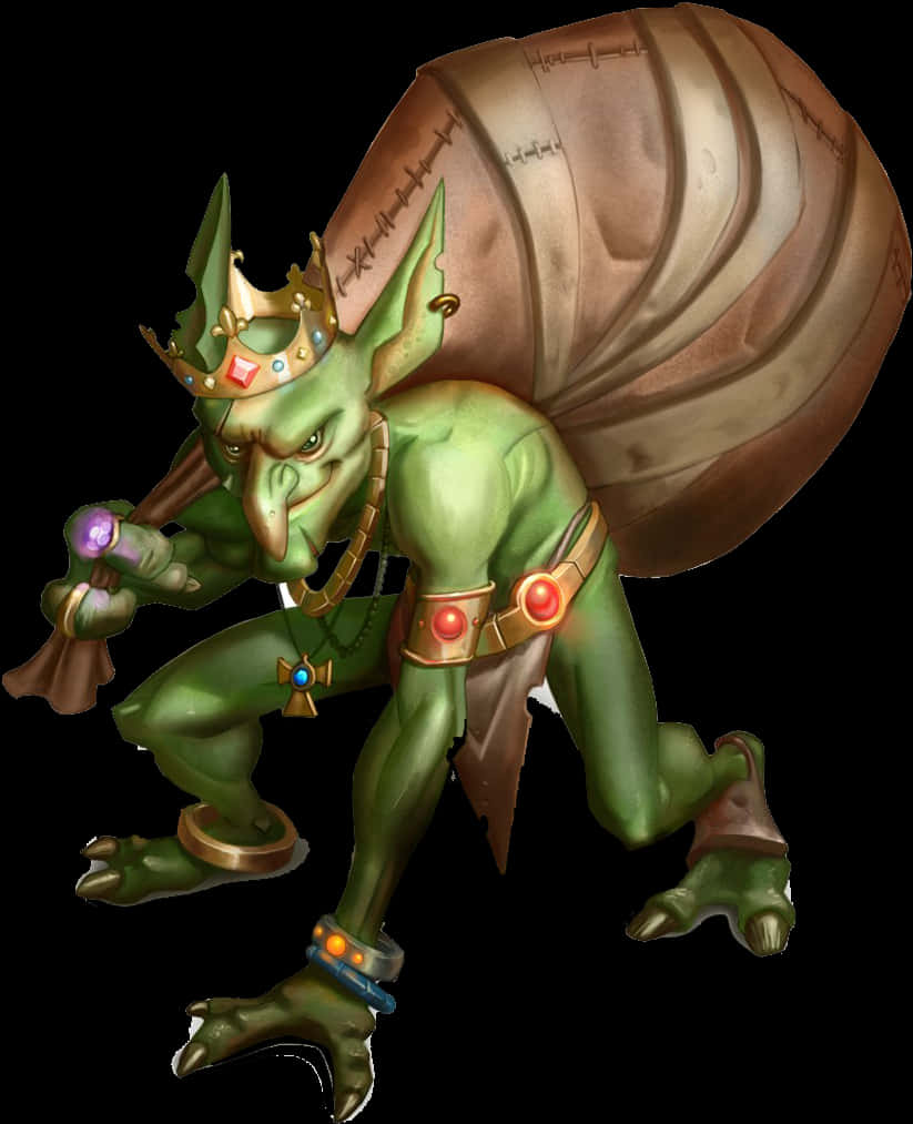 Fantasy Green Goblin Illustration PNG image with a transparent background, free high-resolution download