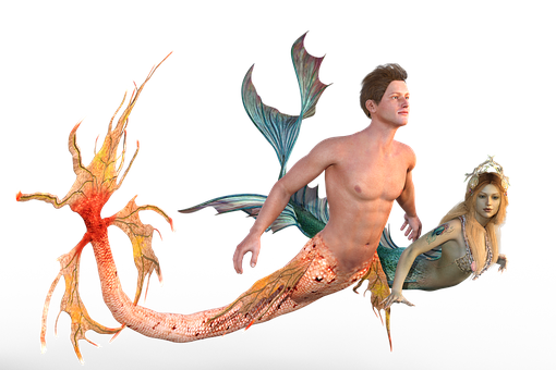 Fantasy_ Mermaid_ Couple_ Artwork PNG with transparent background